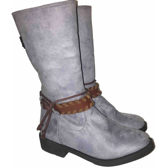 Ahongm Fashion Womens Lt Blue Faux Leather Cowgirl Boots Sz US 8.5 EU 39 Western - Picture 1 of 11